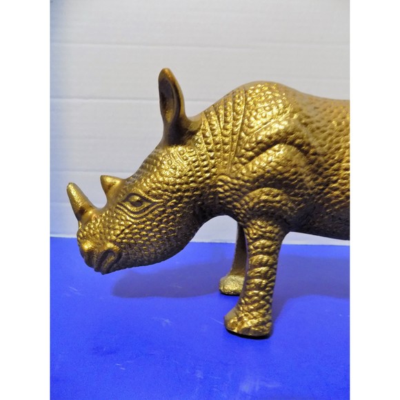 NEW Cast Iron  Rhino Rhinoceros Figurine Statue Made In India - Picture 4 of 6